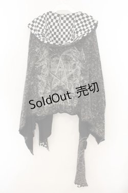 画像3: ALGONQUINS / フードストールケープ  ブラック×ホワイト O-26-01-22-037-AL-TO-IG-OS