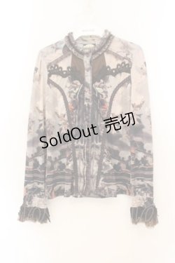 画像1: OZZ ANGELO / 絵画柄スタンドネックブラウス  ベージュ O-26-01-22-039-OO-BL-IG-OS