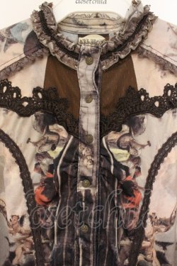 画像2: OZZ ANGELO / 絵画柄スタンドネックブラウス  ベージュ O-26-01-22-039-OO-BL-IG-OS