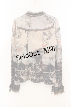 画像4: OZZ ANGELO / 絵画柄スタンドネックブラウス  ベージュ O-26-01-22-039-OO-BL-IG-OS