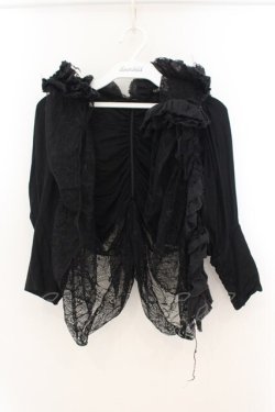 画像1: h.NAOTO / レースガーゼボレロ  ブラック O-26-01-22-040-HN-TO-IG-OS