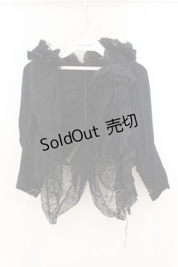 画像1: h.NAOTO / レースガーゼボレロ  ブラック O-26-01-22-040-HN-TO-IG-OS