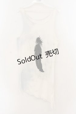 画像1: h.NAOTO / 羽プリントタンクトップ  ホワイト×ブラック O-26-01-22-041-HN-TO-IG-OS