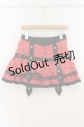 HANGRY&ANGRY / H&Aフェイスプリントしっぽ付きティアードスカート  レッド×ブラック O-26-01-22-042-HN-SK-IG-OS