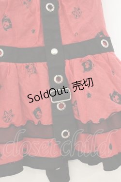 画像2: HANGRY&ANGRY / H&Aフェイスプリントしっぽ付きティアードスカート  レッド×ブラック O-26-01-22-042-HN-SK-IG-OS