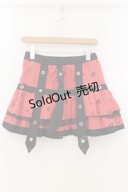 画像3: HANGRY&ANGRY / H&Aフェイスプリントしっぽ付きティアードスカート  レッド×ブラック O-26-01-22-042-HN-SK-IG-OS