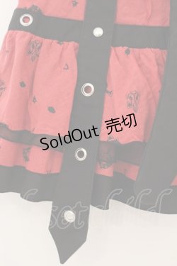 画像4: HANGRY&ANGRY / H&Aフェイスプリントしっぽ付きティアードスカート  レッド×ブラック O-26-01-22-042-HN-SK-IG-OS