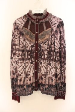 画像1: OZZ ANGELO / スタンドネック総柄起毛ブラウス  ワイン O-26-01-22-046-OO-BL-IG-OS