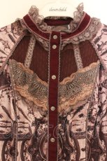 画像2: OZZ ANGELO / スタンドネック総柄起毛ブラウス  ワイン O-26-01-22-046-OO-BL-IG-OS (2)