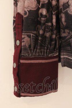 画像4: OZZ ANGELO / スタンドネック総柄起毛ブラウス  ワイン O-26-01-22-046-OO-BL-IG-OS