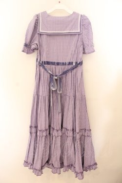 画像4: Maria pipi / セーラーカラーチェックレースドレス  パープル O-26-01-22-056-EL-OP-OW-OS