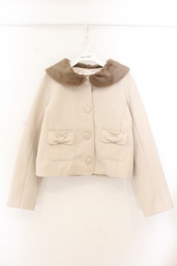 画像1: m petit by misako / ファーエリショートJKナガ ジャケット S アイボリー O-26-01-22-060-LO-CO-OW-OS