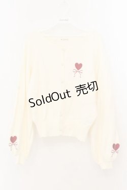 画像1: axes femme / ハートリボン刺繍ニットカーディガン F キナリ O-26-01-22-062-AX-TO-OW-OS
