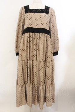 画像1: marcHenTica / キャロラインワンピース サイズ(採寸をご確認ください) タピオカミルクティー（ベージュ×クロ） O-26-01-22-068-LO-OP-OW-OS