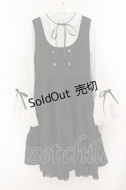 画像1: axes femme POETIQUE / 姫袖風ジャンパースカートドッキングワンピース M クロ O-26-01-22-078-AX-OP-OW-OS