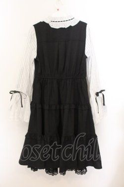 画像4: axes femme POETIQUE / 姫袖風ジャンパースカートドッキングワンピース M クロ O-26-01-22-078-AX-OP-OW-OS