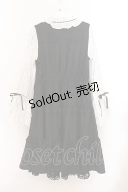 画像4: axes femme POETIQUE / 姫袖風ジャンパースカートドッキングワンピース M クロ O-26-01-22-078-AX-OP-OW-OS