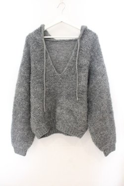 画像1: Fickle Bebe / オーバーニットフーディ F グレー O-26-01-22-079-0-TO-OW-OS