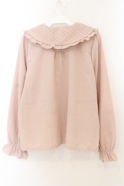 画像3: axes femme POETIQUE / ハートチュールビッグ襟ブラウス M ピンク O-26-01-22-080-AX-BL-OW-OS