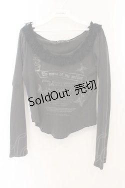 画像1: h.naoto Blood / ラッセルレース英字カットソー  ブラック（色褪せによりグレー） O-26-01-22-088-HN-TO-IG-OS