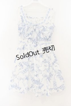 画像1: LIZ LISA / リボン柄ワンピース  シロ×サックス O-26-01-22-012-LO-OP-IG-OS