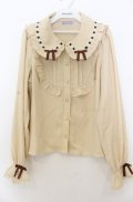 axes femme kawaii / 梯子レース丸襟ブラウス M ベージュ O-26-01-23-050-AX-BL-OW-OS