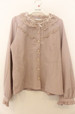 画像1: axes femme POETIQUE / リボン襟フリルブラウス M ピンク O-26-01-23-052-AX-BL-OW-OS