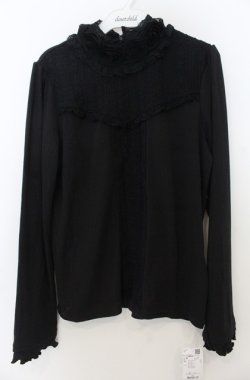 画像1: axes femme / シフォン薔薇装飾カットプルオーバー F クロ O-26-01-23-056-AX-TO-OW-OS