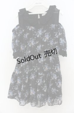 画像1: axes femme / 花柄シアーチェックミニワンピース M クロ O-26-01-23-058-0-OP-OW-OS