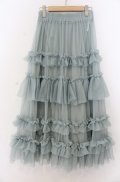 axes femme / フリルチュールティアードスカート F グリーン O-26-01-23-010-AX-SK-OW-OS