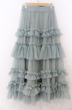 画像2: axes femme / フリルチュールティアードスカート F グリーン O-26-01-23-010-AX-SK-OW-OS