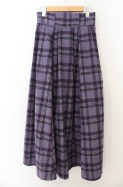 画像1: axes femme / 起毛チェック柄ロングスカート F パープル O-26-01-23-015-AX-SK-OW-OS