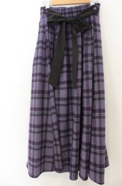 画像2: axes femme / 起毛チェック柄ロングスカート F パープル O-26-01-23-015-AX-SK-OW-OS
