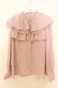 axes femme POETIQUE / ケープデザインフリルブラウス M ピンク O-26-01-23-027-AX-BL-OW-OS