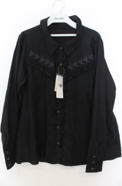 画像1: axes femme / バラ刺繍入りシャツ L クロ O-26-01-23-039-AX-BL-OW-OS