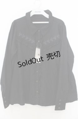 画像1: axes femme / バラ刺繍入りシャツ L クロ O-26-01-23-039-AX-BL-OW-OS