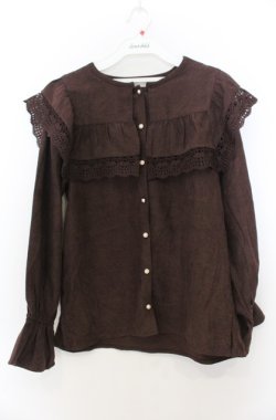 画像1: axes femme / ビッグ襟ブラウス M ブラウン O-26-01-23-041-AX-BL-OW-OS