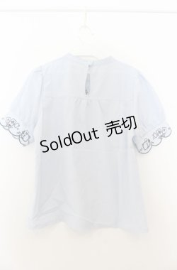 画像2: axes femme POETIQUE / トランプ刺繍プチリボンブラウス M サックス O-26-01-23-043-AX-BL-OW-ZT181