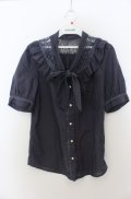 axes femme / ボウタイヨーク半袖ブラウス M パープル O-26-01-23-044-AX-BL-OW-ZT0127G