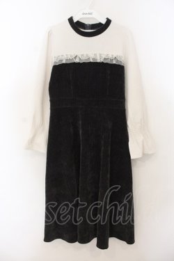 画像1: axes femme POETIQUE / コーデュロイ切り替えワンピース M グレー×キナリ O-26-01-24-029-AX-OP-OW-OS