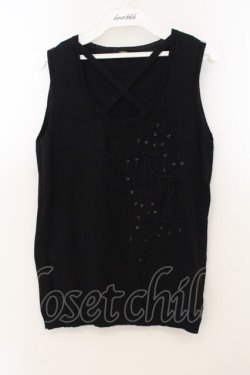 画像1: COMMO ROUGE / ロゴビーズニットタンク  ブラック O-26-01-24-035-PU-TO-IG-ZT010