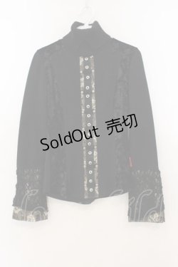 画像1: Ozz On / ベロア切り替えハイネックニット  ブラック O-26-01-24-036-OO-TO-IG-OS