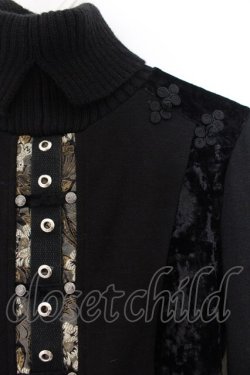 画像2: Ozz On / ベロア切り替えハイネックニット  ブラック O-26-01-24-036-OO-TO-IG-OS