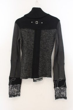 画像4: Ozz Croce / チャイナッボタン継ぎ接ぎハイネックニット  グレー O-26-01-24-037-OO-TO-IG-OS