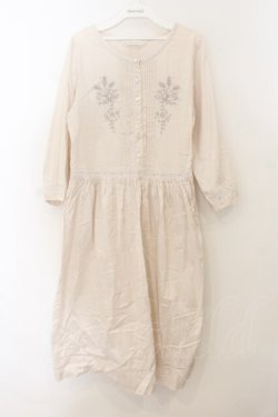 画像1: Jane Marple Dans Le Salon / 刺繍タックワンピース M アイボリー O-26-01-24-044-JM-OP-IG-OS