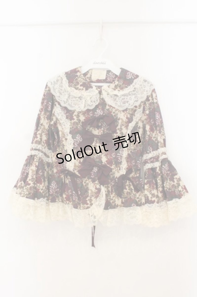 画像1: metamorphose / ゴブランブーケラッパ袖ブラウス  えんじ O-26-01-24-074-ME-BL-IG-OS (1)