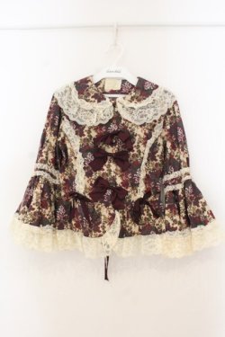 画像1: metamorphose / ゴブランブーケラッパ袖ブラウス  えんじ O-26-01-24-074-ME-BL-IG-OS