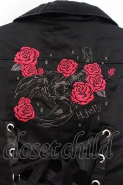 画像4: H jelly / 薔薇刺繍&ドットブルゾン  ブラック×ピンク O-26-01-24-009-HN-TO-IG-OS