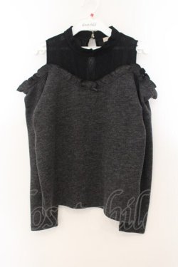 画像1: axes femme POETIQUE / インナー重ね肩開きカットプルオーバー M グレー O-26-01-24-082-AX-TO-OW-OS