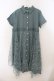 画像1: axes femme / レース重ねシャツワンピース  グリーン O-26-01-24-083-AX-OP-OW-ZT0126D (1)
